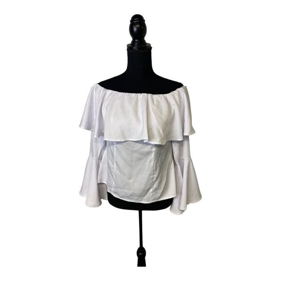 #134 LUCCA white cold shoulder blouse - Picture 5 of 6